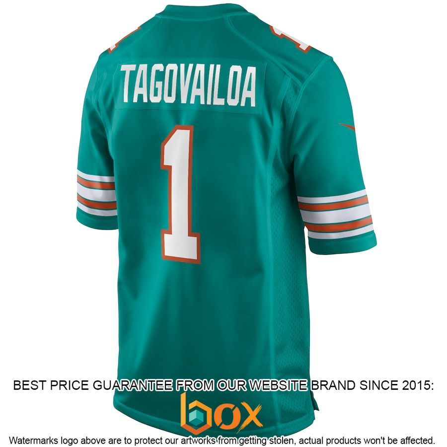 BEST Tua Tagovailoa Miami Dolphins Alternate Aqua Football Jersey 3