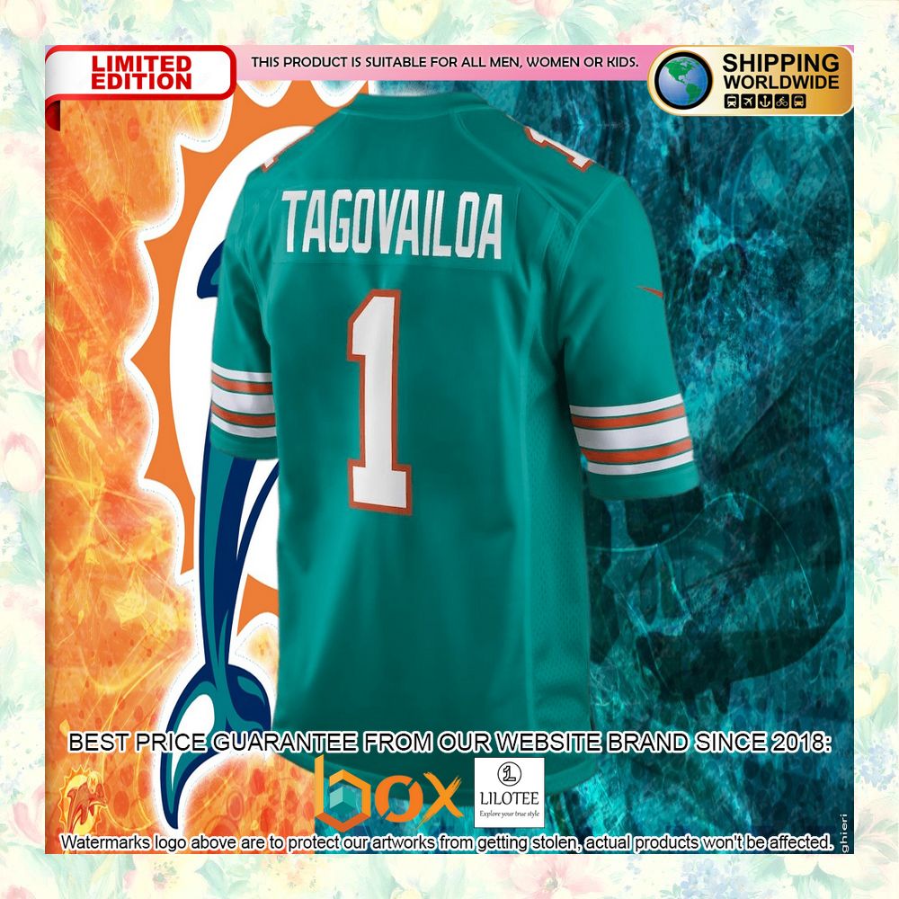 BEST Tua Tagovailoa Miami Dolphins Alternate Aqua Football Jersey 6