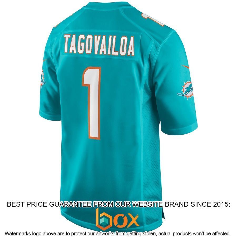 BEST Tua Tagovailoa Miami Dolphins Aqua Football Jersey 3