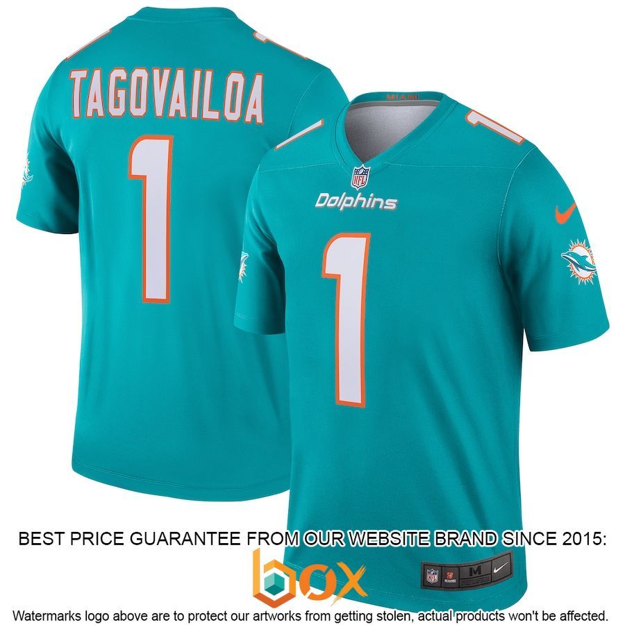 BEST Tua Tagovailoa Miami Dolphins Legend Aqua Football Jersey 1