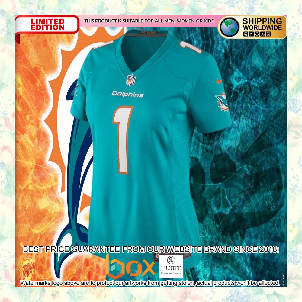 BEST Tua Tagovailoa Miami Dolphins Women's Aqua Football Jersey 5