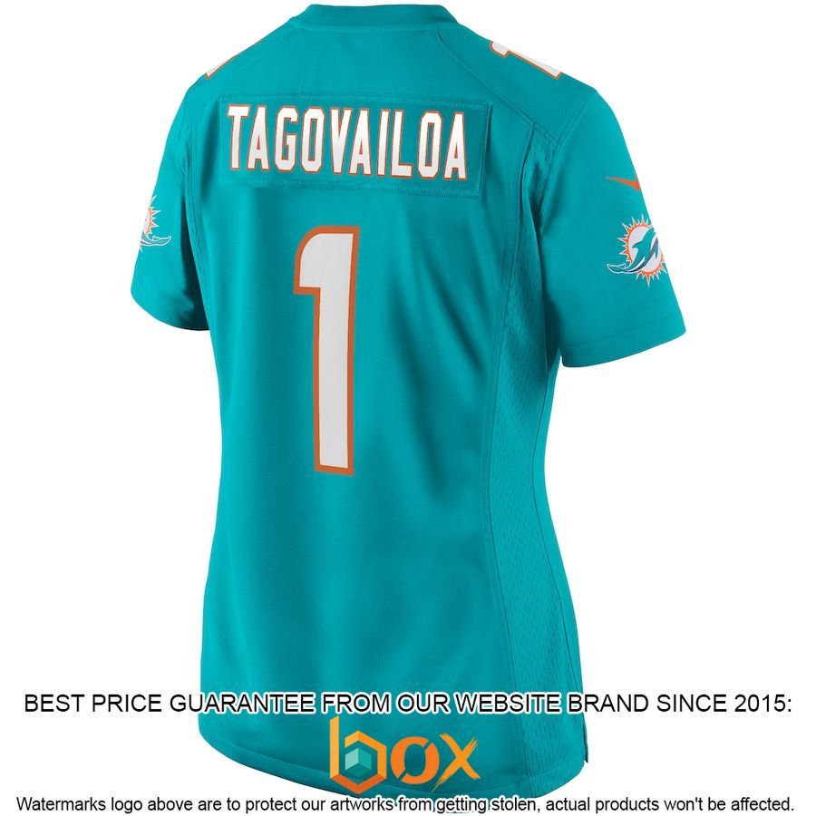 BEST Tua Tagovailoa Miami Dolphins Women's Aqua Football Jersey 3