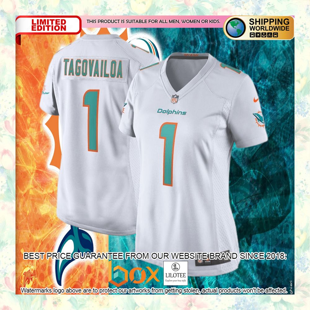 BEST Tua Tagovailoa Miami Dolphins Women's White Football Jersey 4