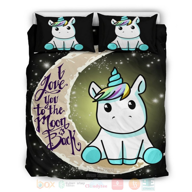 Unicorn I love You to the Moon and Back Bedding Set 3