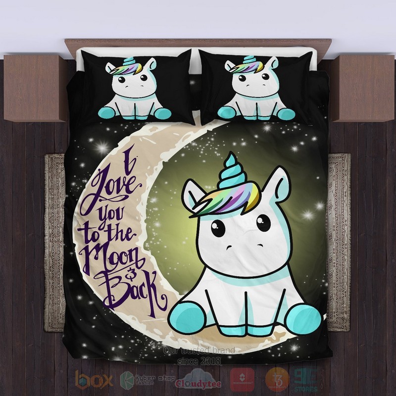 Unicorn I love You to the Moon and Back Bedding Set 1