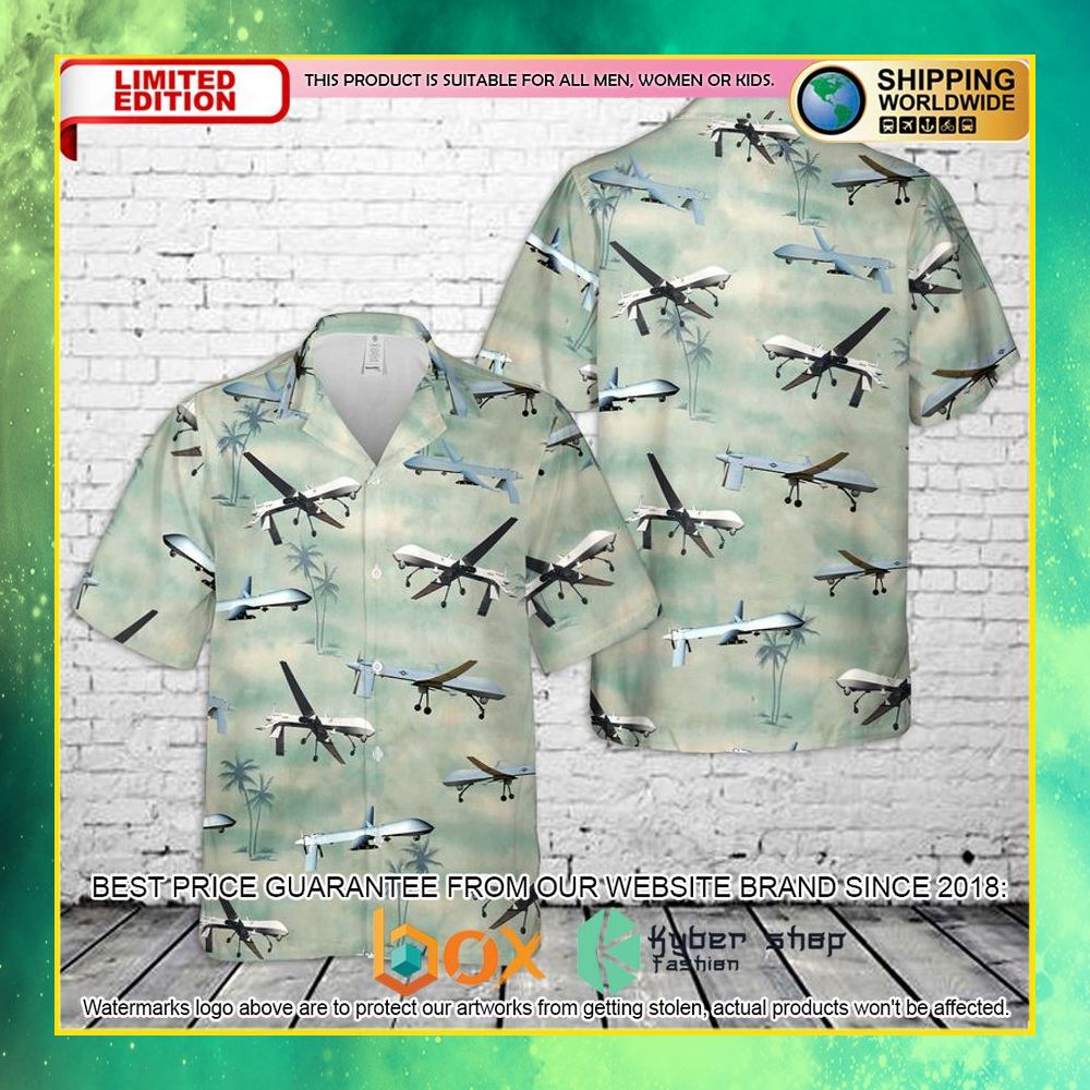 TOP US Air Force General Atomics MQ-1 Predator Green 3D Hawaiian Shirt 9
