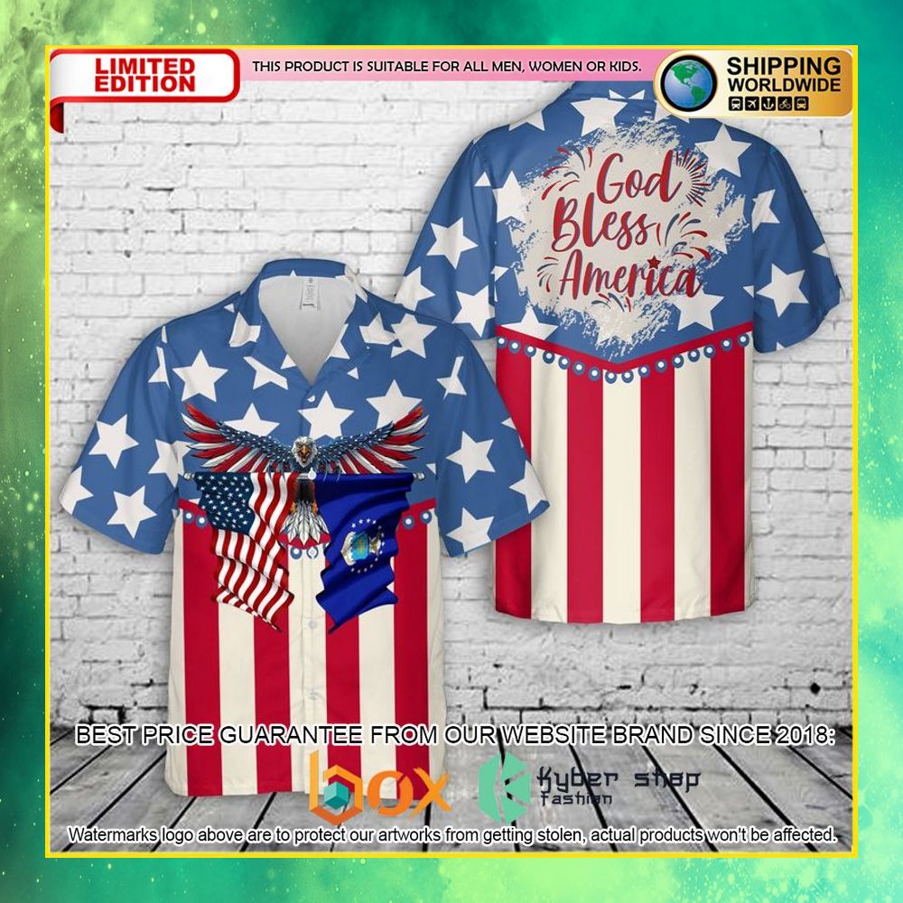 TOP US Air Force God Bless America 4th of July 3D Hawaiian Shirt 3