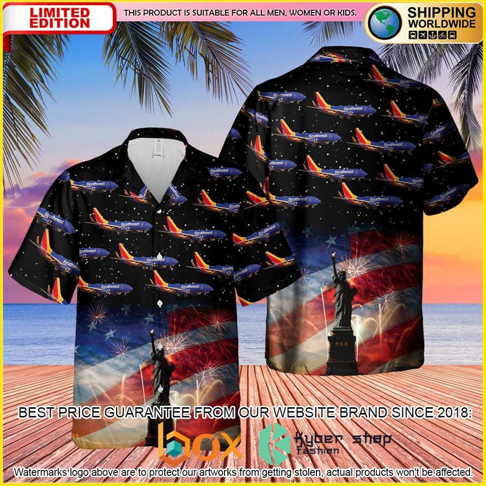 TOP US Airlines 3 Boeing 737-7H4 4th of July Flag 3D Hawaiian Shirt 6