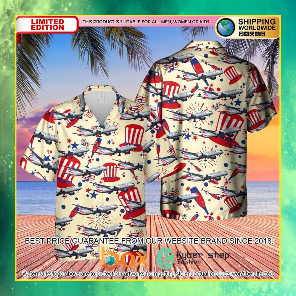 TOP US Airlines Boeing 787-9 Dreamliner 4th of July Yellow 3D Hawaiian Shirt 5