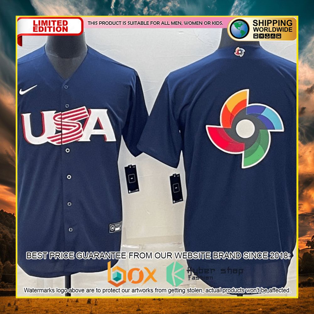 NEW USA Personalized Navy Premium Baseball Jersey 4
