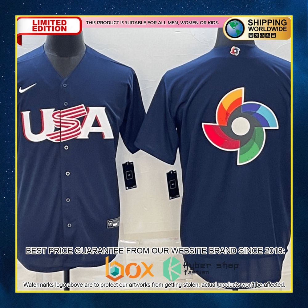 NEW USA Personalized Navy Premium Baseball Jersey 6