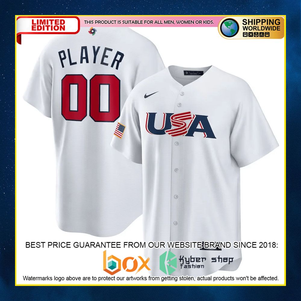 NEW USA Personalized White Premium Baseball Jersey 5