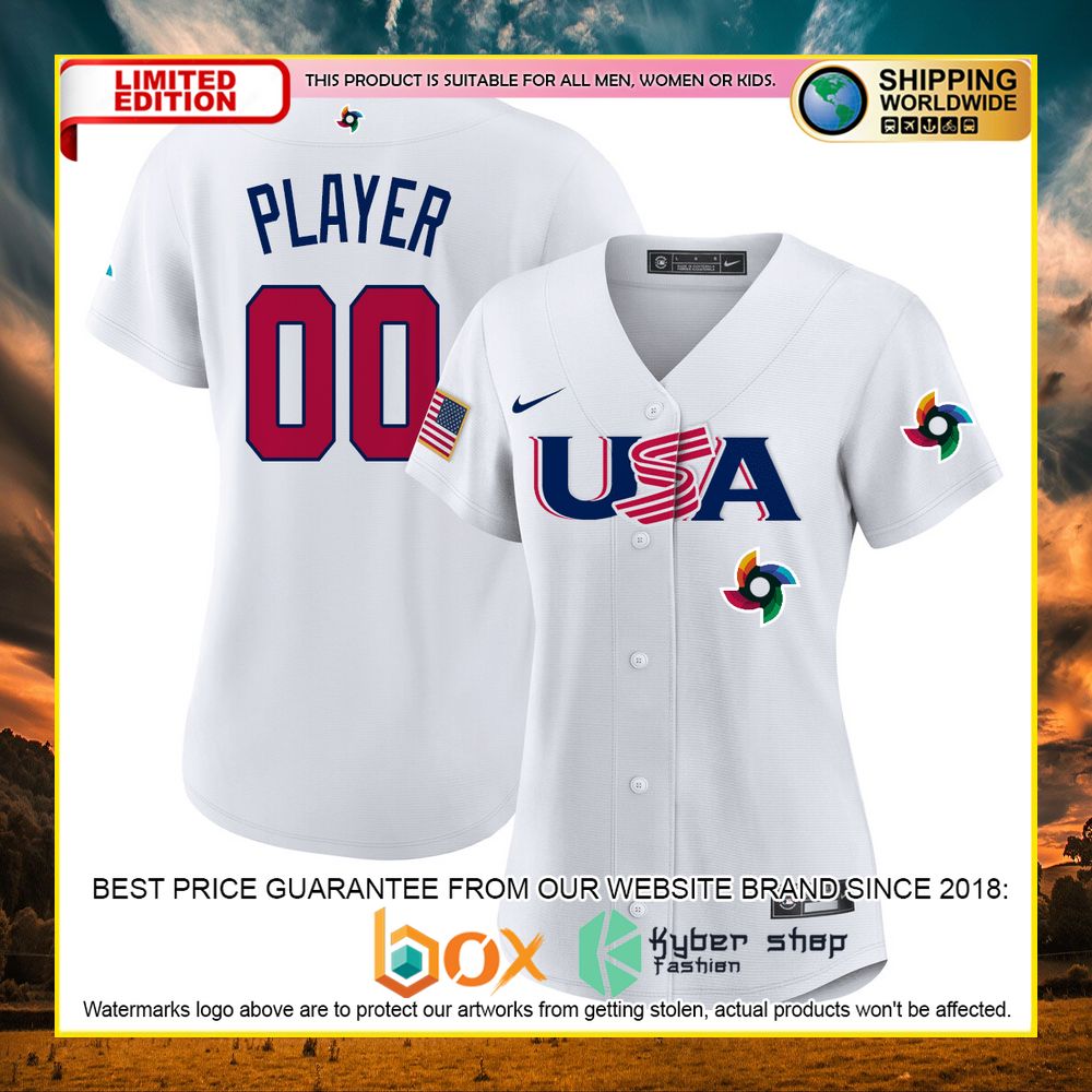 NEW USA Personalized White Premium Baseball Jersey 4