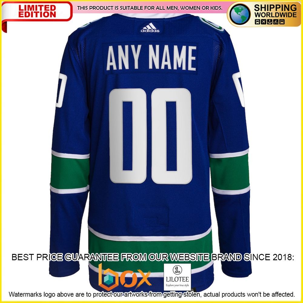 NEW Vancouver Canucks Adidas Custom Royal Premium Hockey Jersey 3