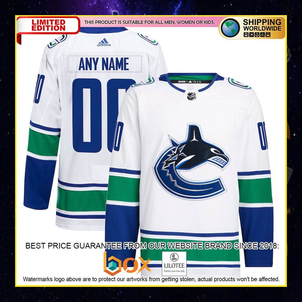 NEW Vancouver Canucks Adidas Custom Royal Premium Hockey Jersey 16