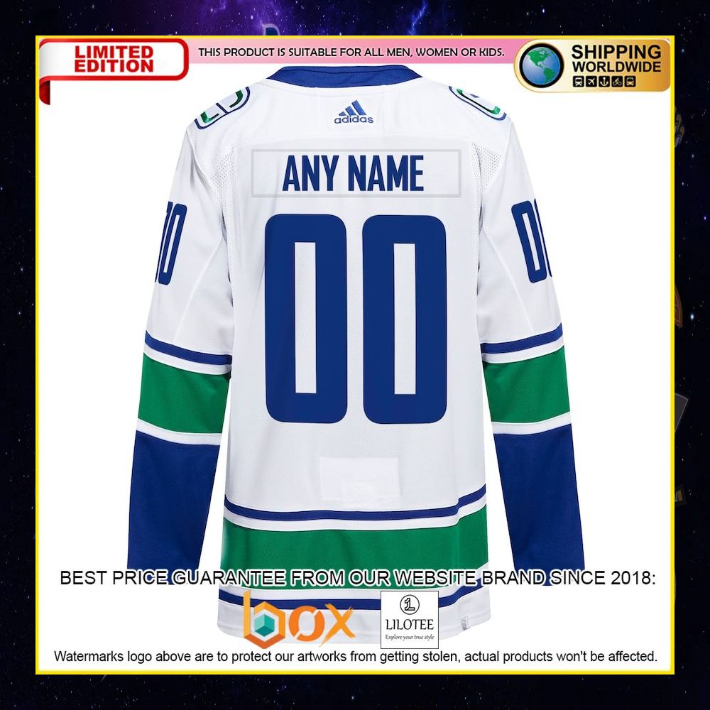 NEW Vancouver Canucks Adidas Custom Royal Premium Hockey Jersey 18