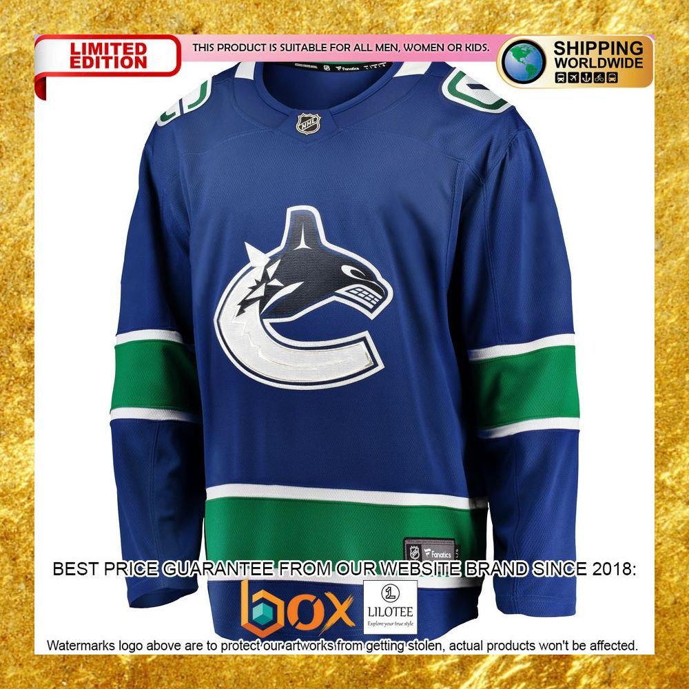 NEW Vancouver Canucks Home Team Blue Hockey Jersey 6