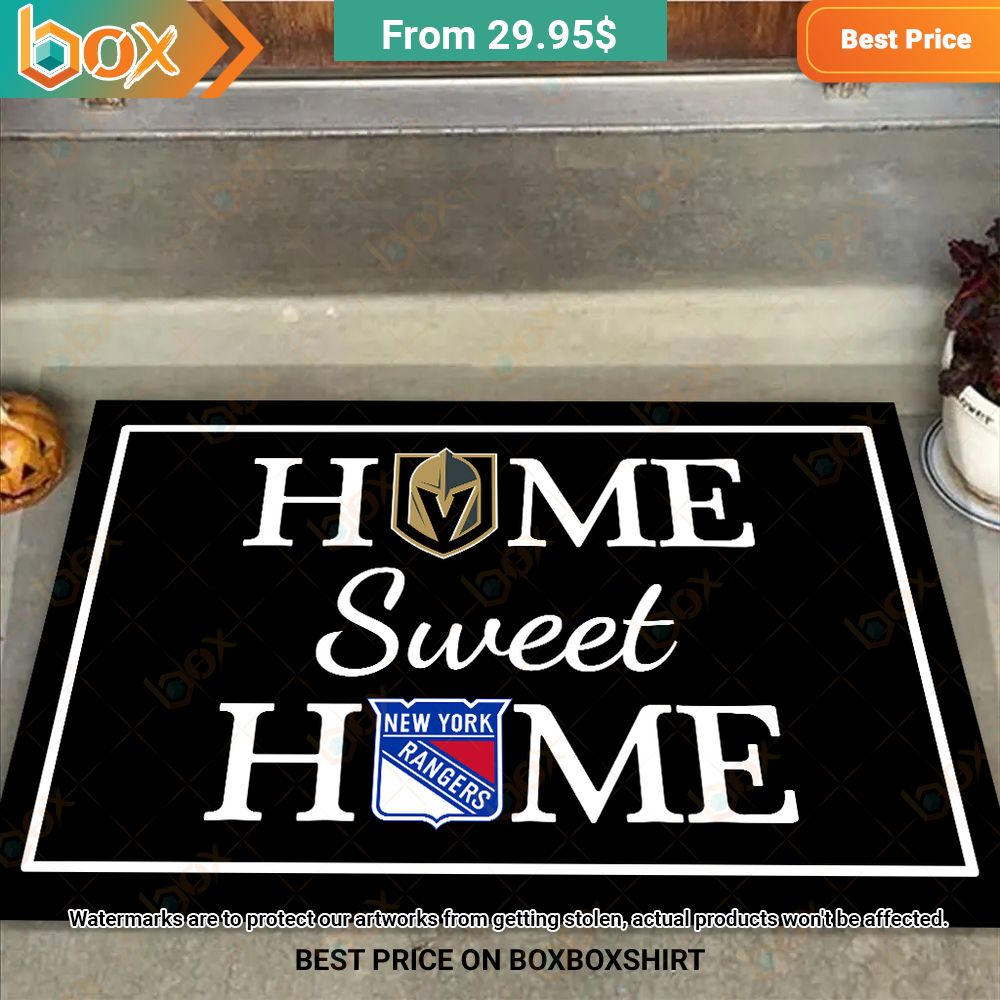 Vegas Golden Knights New York Rangers Home Sweet Home Doormat 7