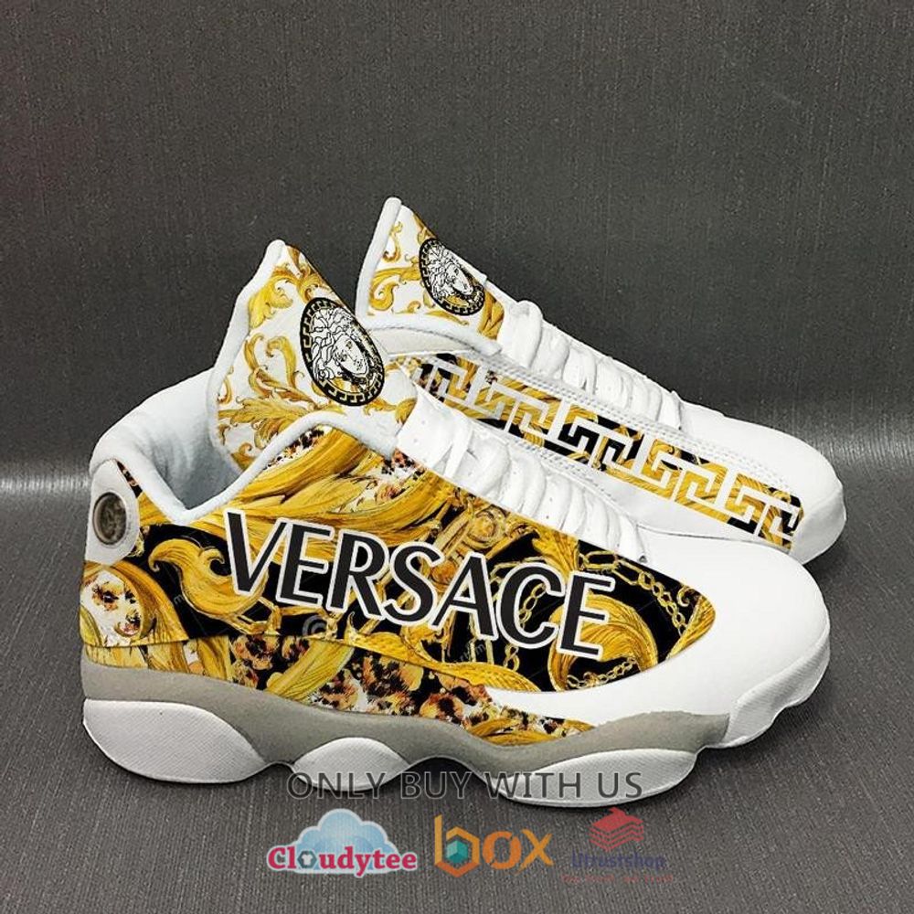 Versace Medusa Yellow Pattern Air Jordan 13 Shoes - Express your unique ...