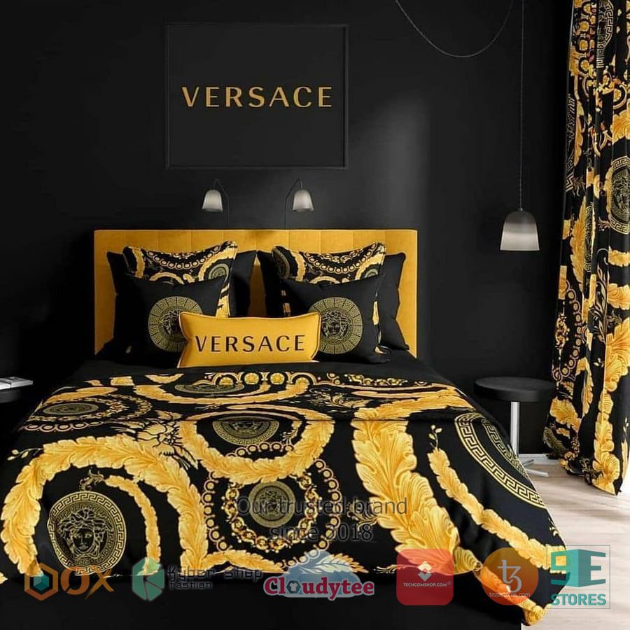 Versace Pattern, Black-Yellow Bedding Set 1