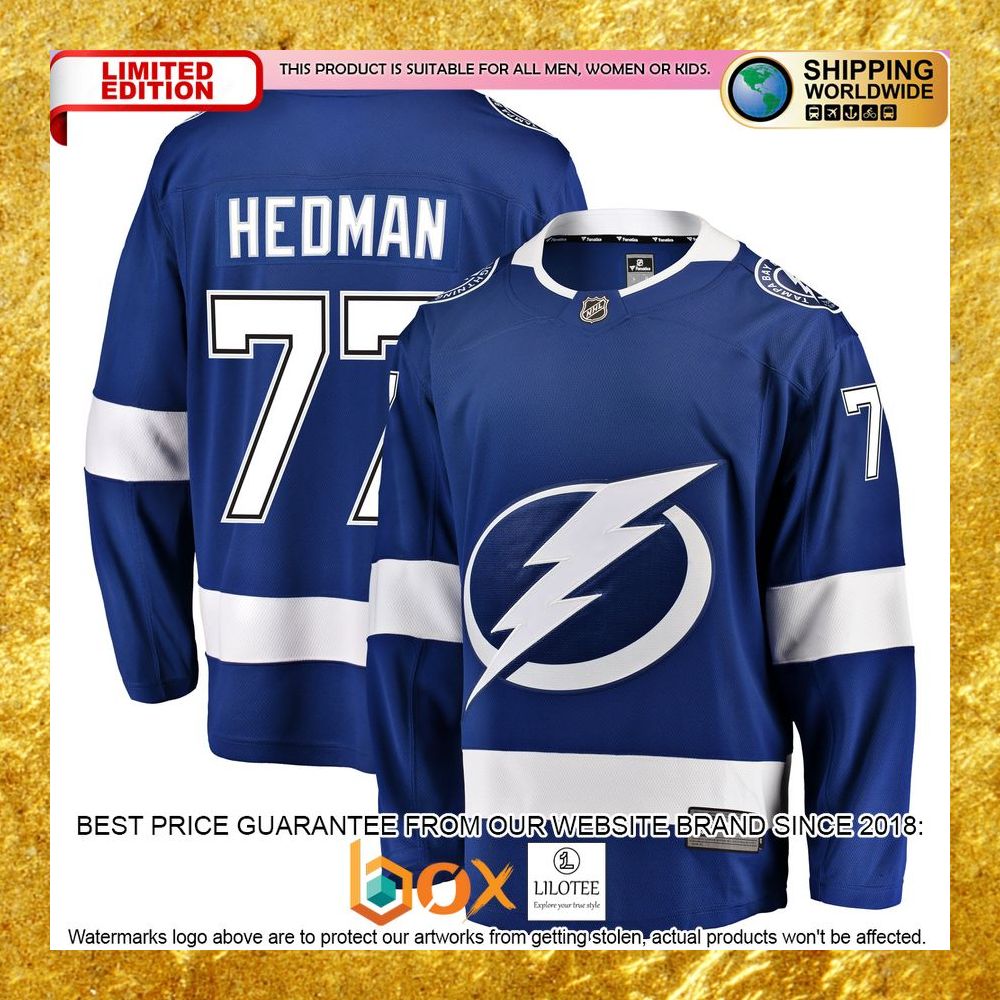 NEW Victor Hedman Tampa Bay Lightning Home Player Blue Hockey Jersey 16