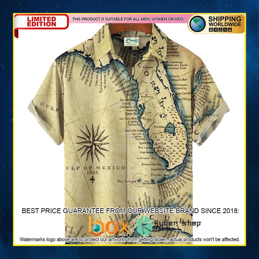 NEW Vintage Florida Map 3D Hawaii Shirt 3