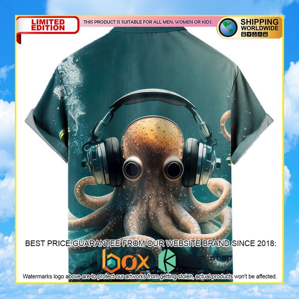 NEW Vintage Nautical Octopus Listen Music 3D Hawaii Shirt 6
