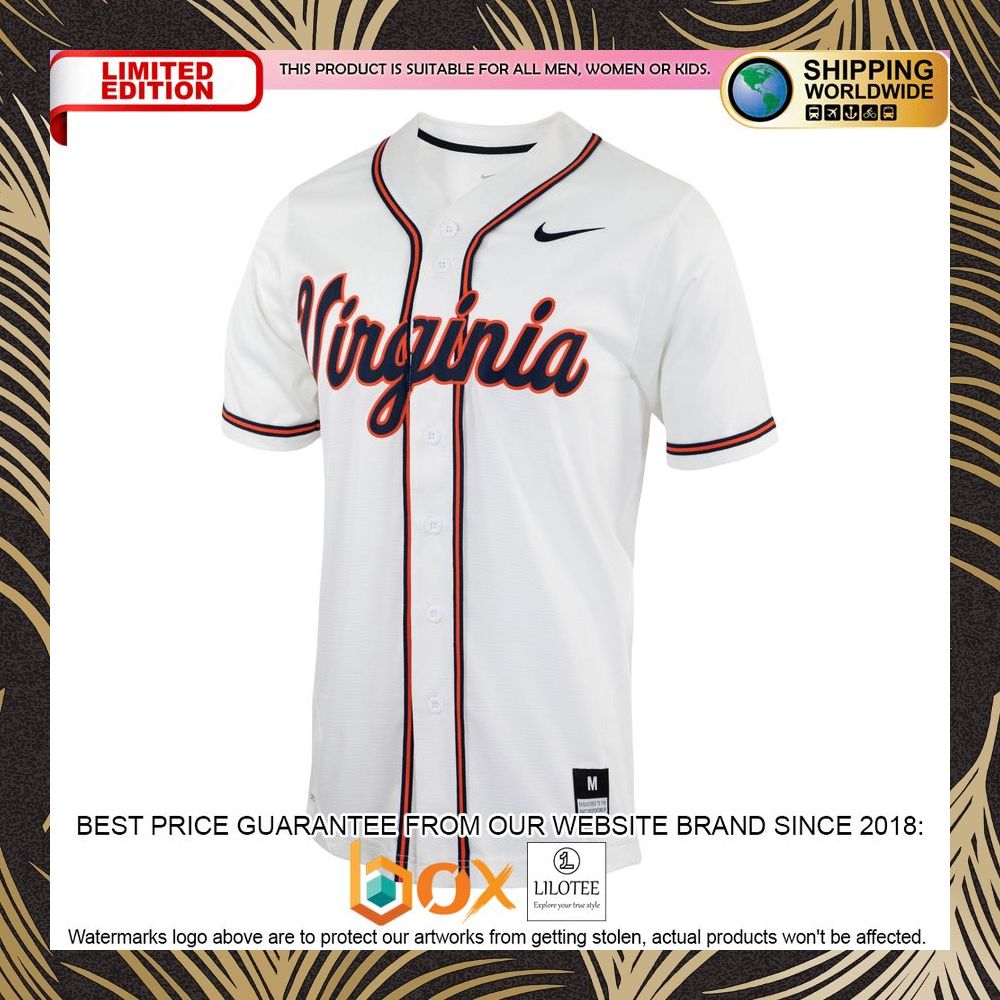 NEW Virginia Cavaliers Replica White Baseball Jersey 6
