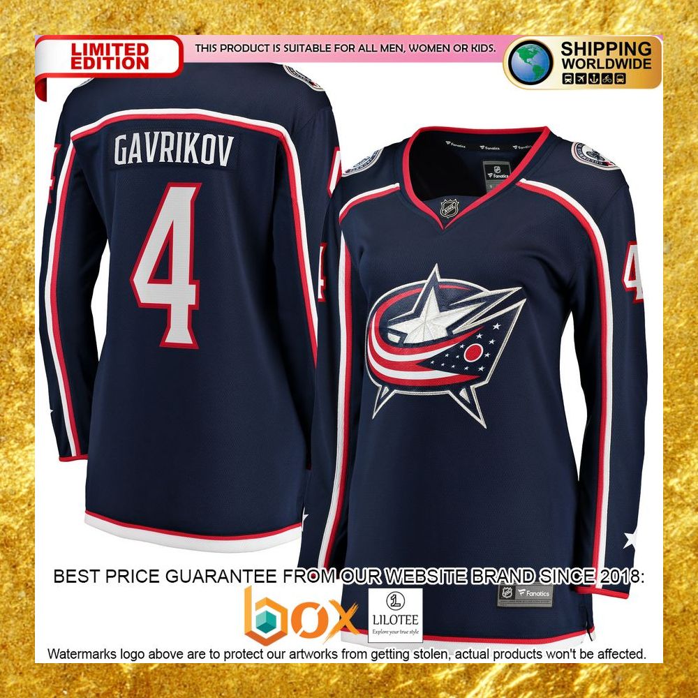 NEW Vladislav Gavrikov Columbus Blue Jackets Women's Home Player Navy Hockey Jersey 5