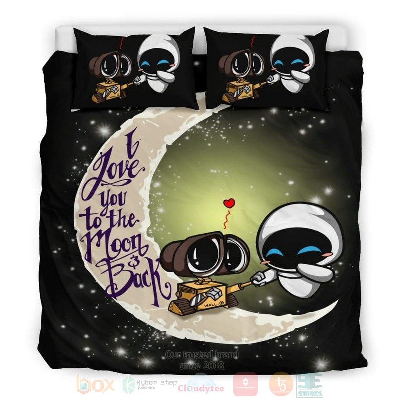 Wall-e Y Eva I love You to the Moon and Back Bedding Set 4