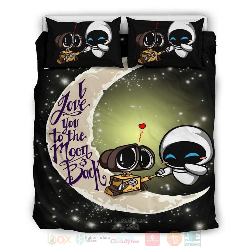 Wall-e Y Eva I love You to the Moon and Back Bedding Set 3