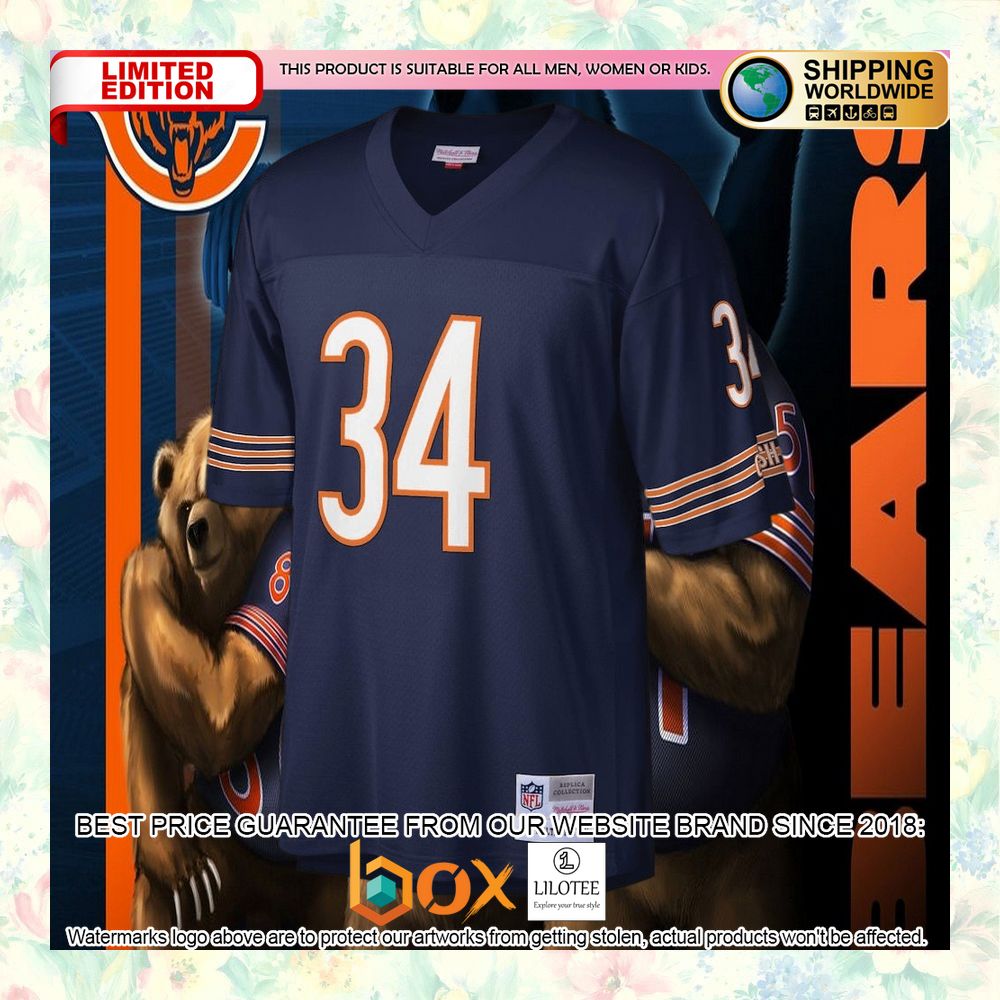BEST Walter Payton Chicago Bears Mitchell & Ness Legacy Replica Navy Football Jersey 10