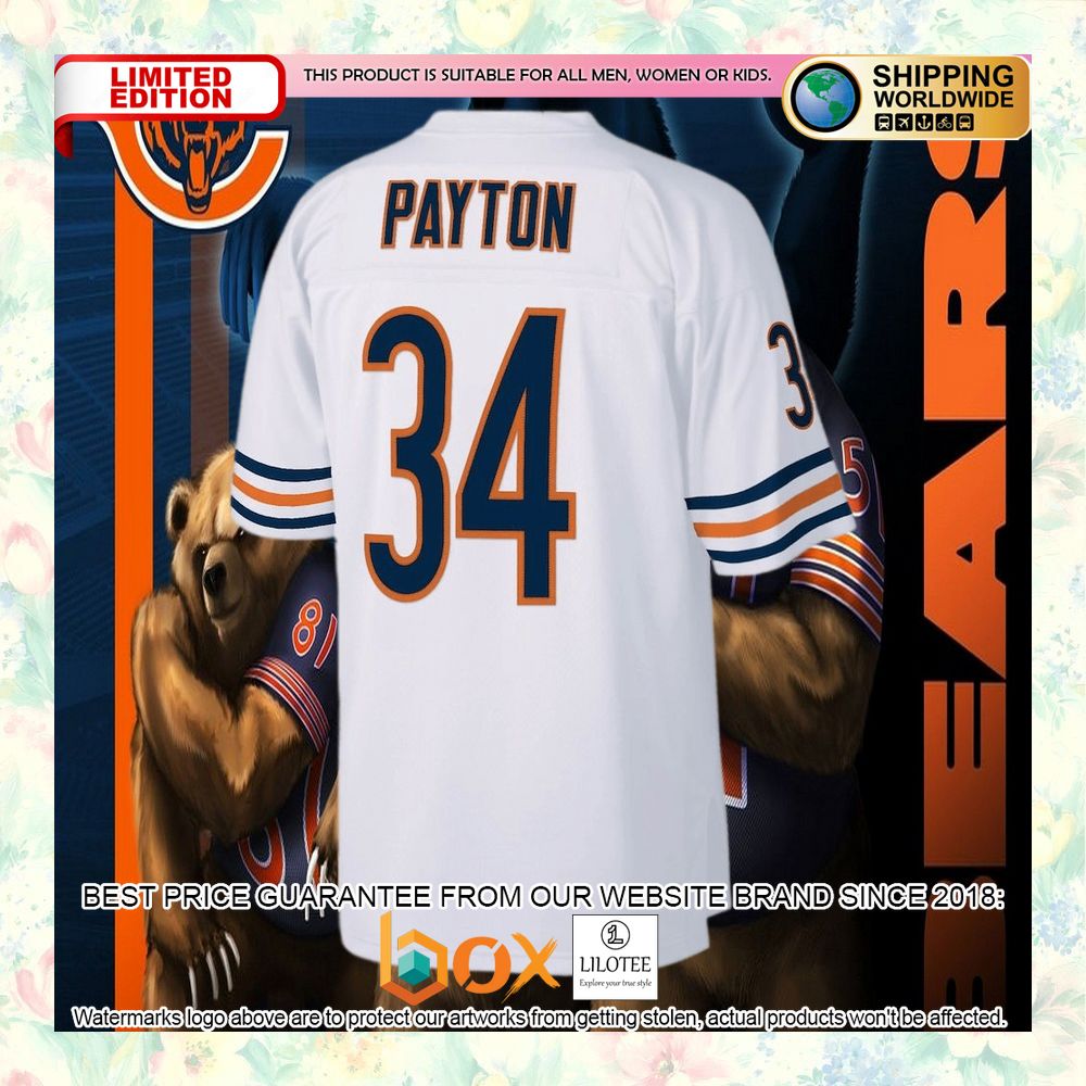 BEST Walter Payton Chicago Bears Mitchell & Ness Legacy Replica White Football Jersey 6