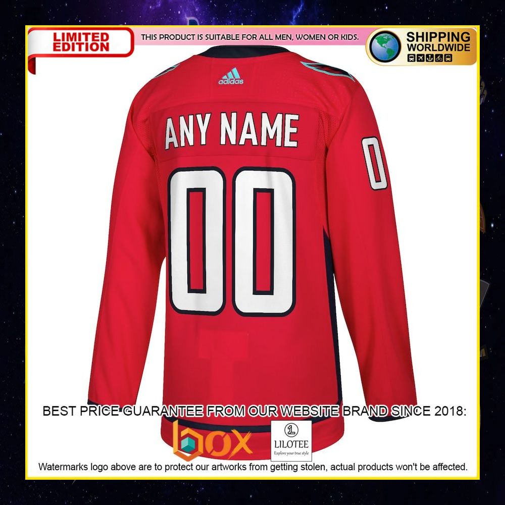 NEW Washington Capitals Adidas Custom Red Premium Hockey Jersey 6