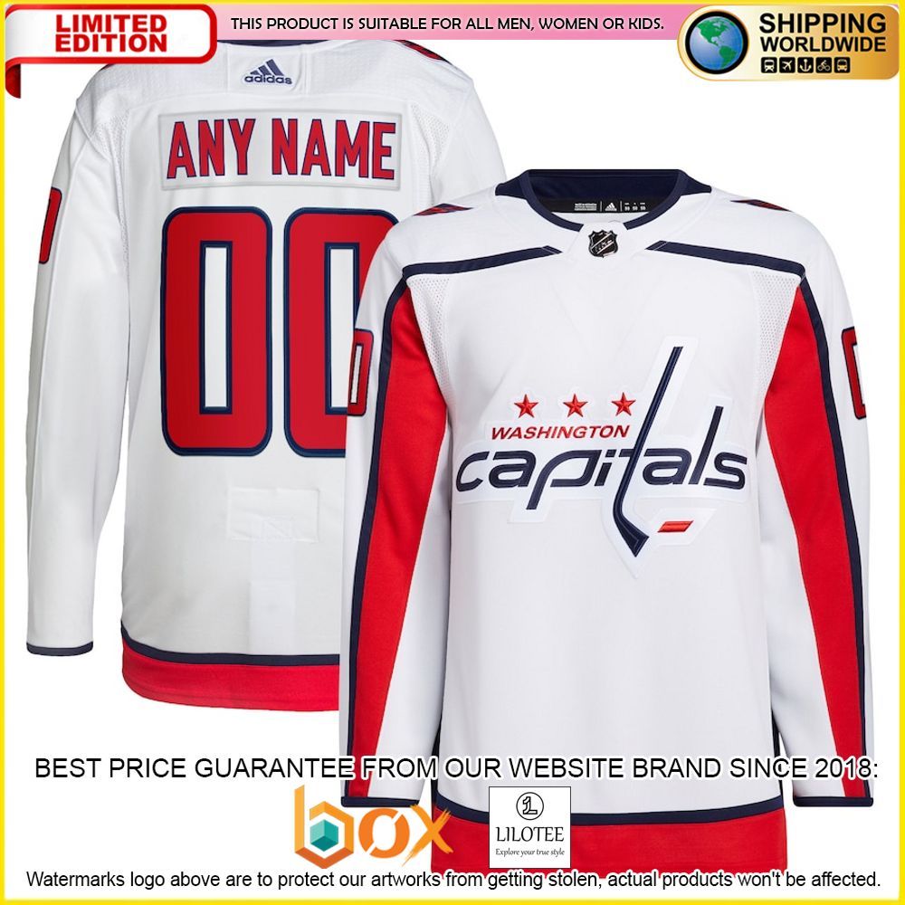 NEW Washington Capitals Adidas Custom White Premium Hockey Jersey 1