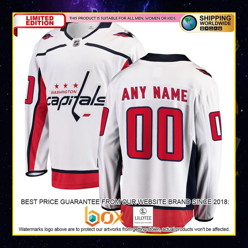 NEW Washington Capitals Fanatics Branded Away Custom White Premium Hockey Jersey 4