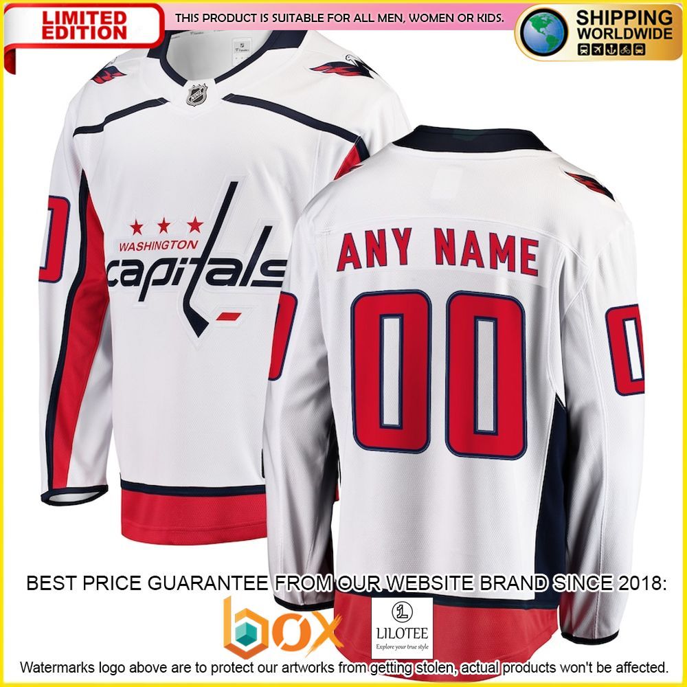 NEW Washington Capitals Fanatics Branded Away Custom White Premium Hockey Jersey 1