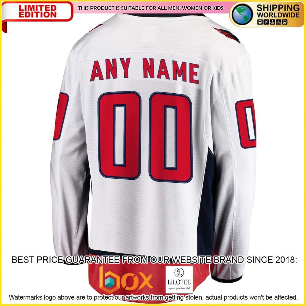 NEW Washington Capitals Fanatics Branded Away Custom White Premium Hockey Jersey 3