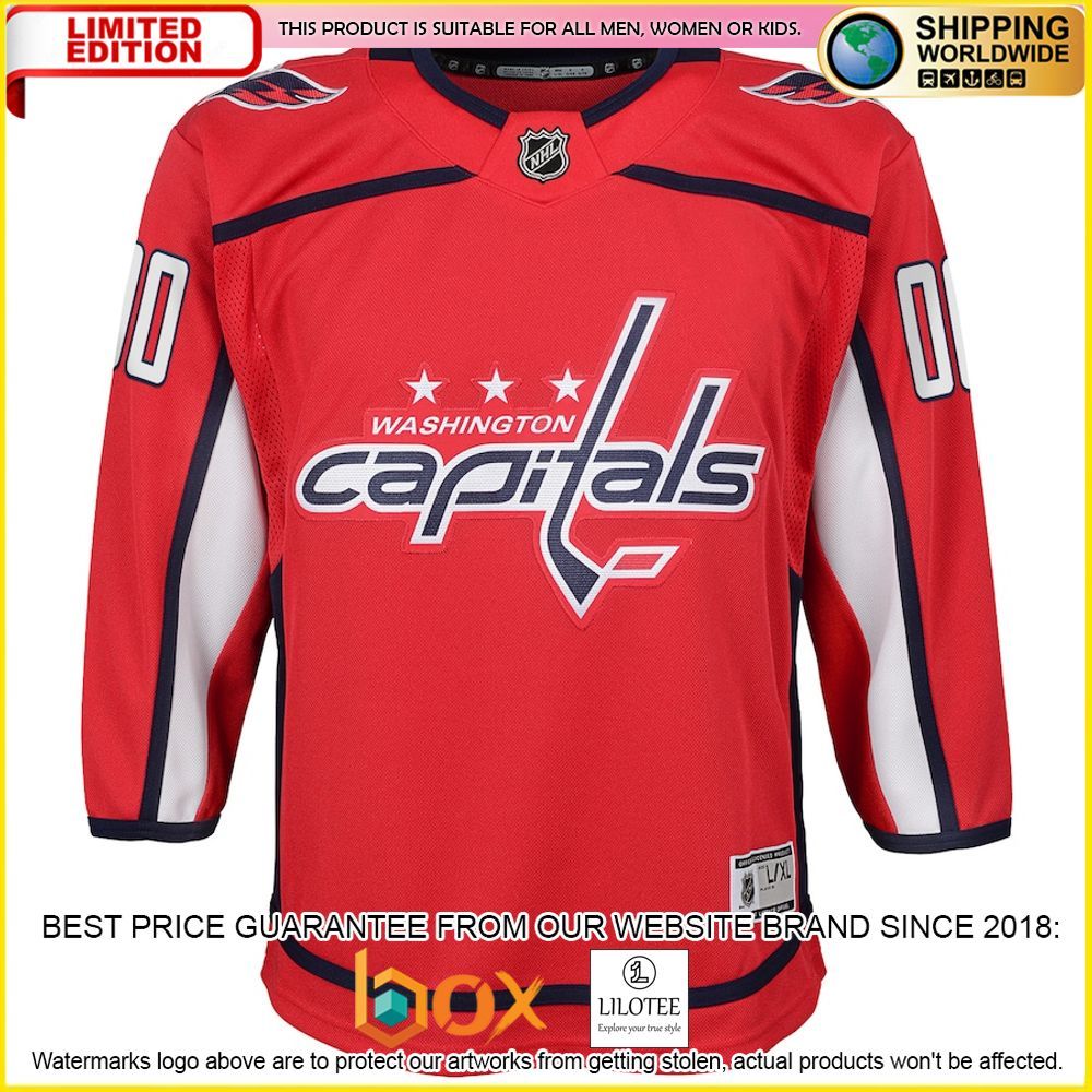 NEW Washington Capitals Youth Home Custom Premier Red Premium Hockey Jersey 2