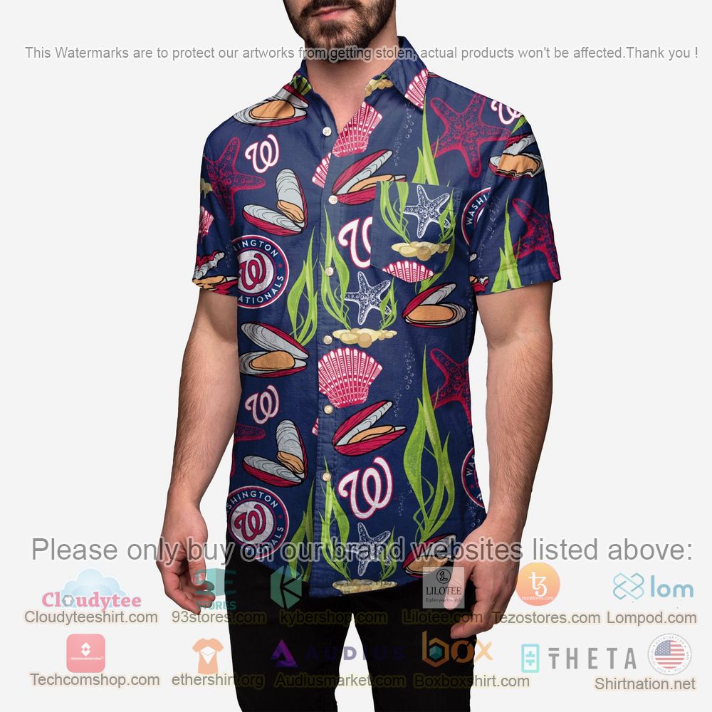 HOT Washington Nationals Floral Button-Up Hawaii Shirt 2