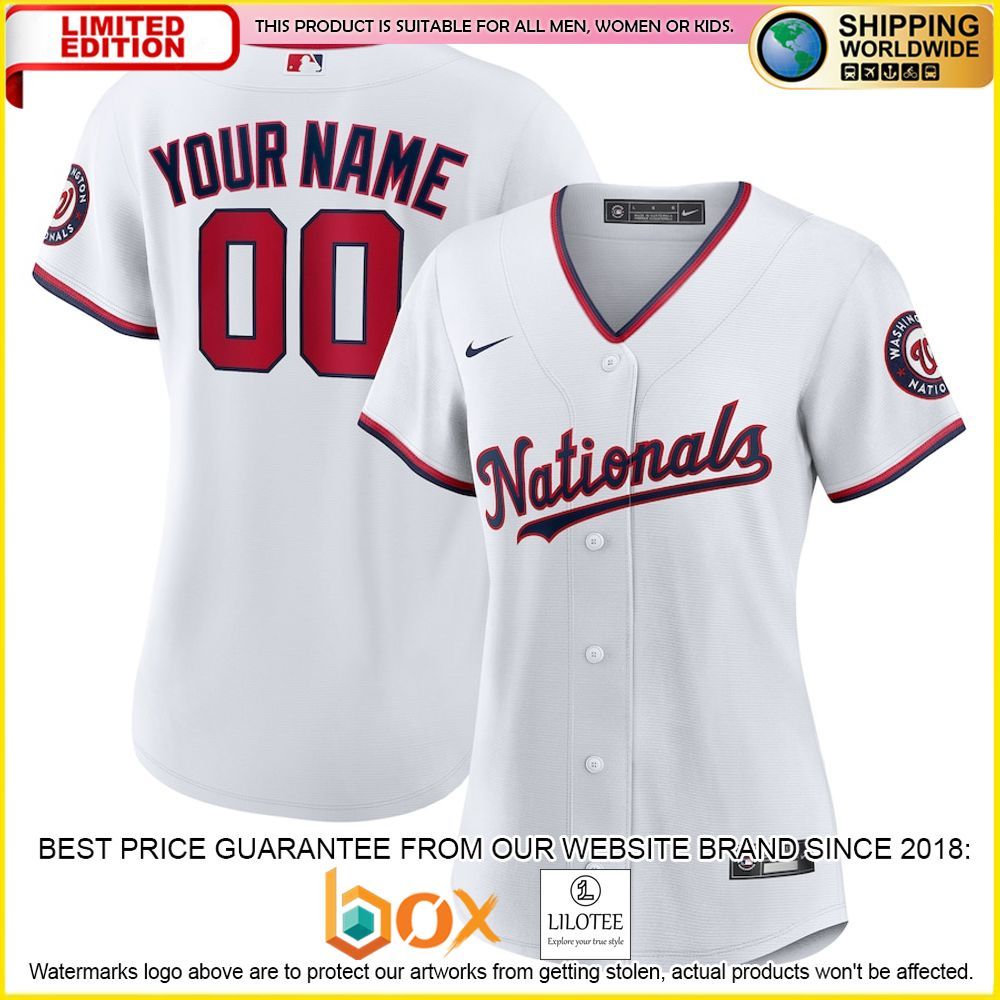 HOT Washington Nationals Women's Custom Name Number White Baseball Jersey Shirt 1