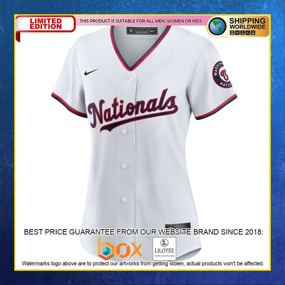 HOT Washington Nationals Women's Custom Name Number White Baseball Jersey Shirt 5
