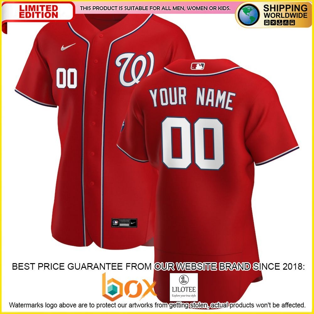 HOT Washington Nationals Custom Name Number Scarlet Baseball Jersey Shirt 1