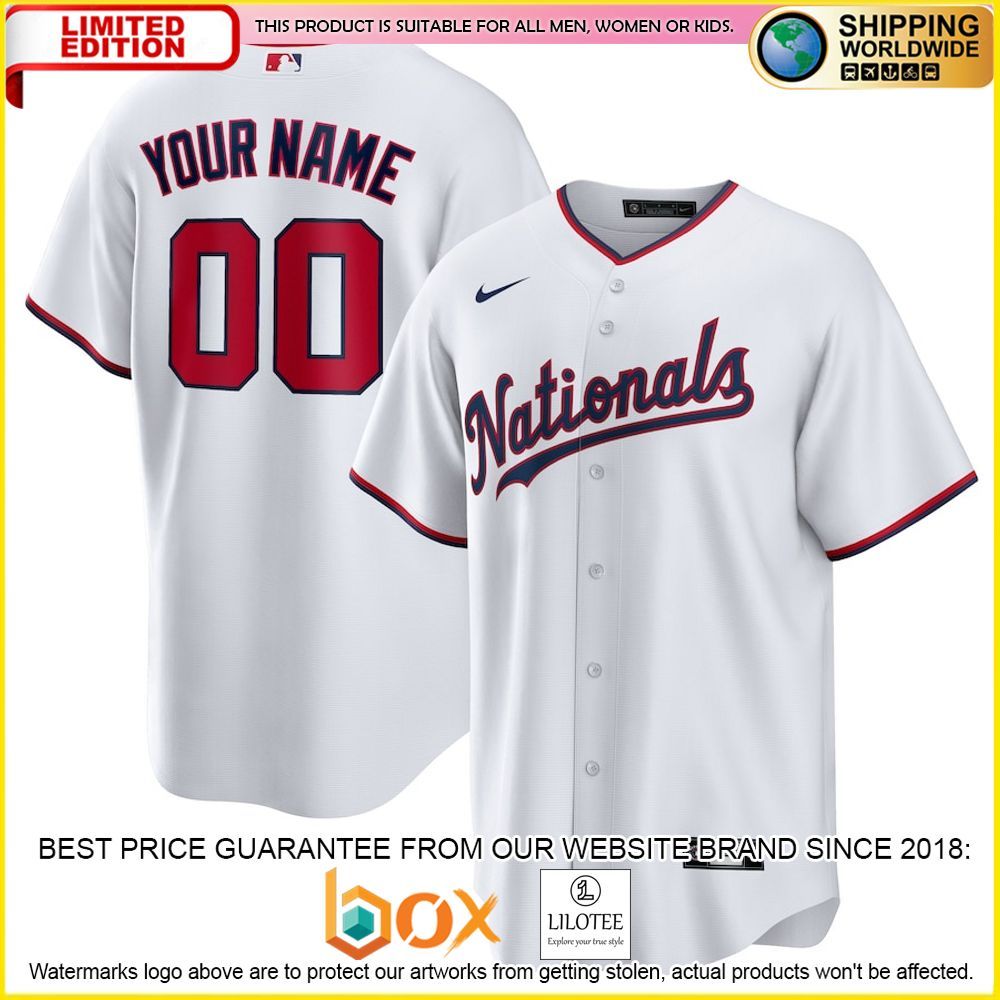 HOT Washington Nationals Youth Custom Name Number White Baseball Jersey Shirt 1