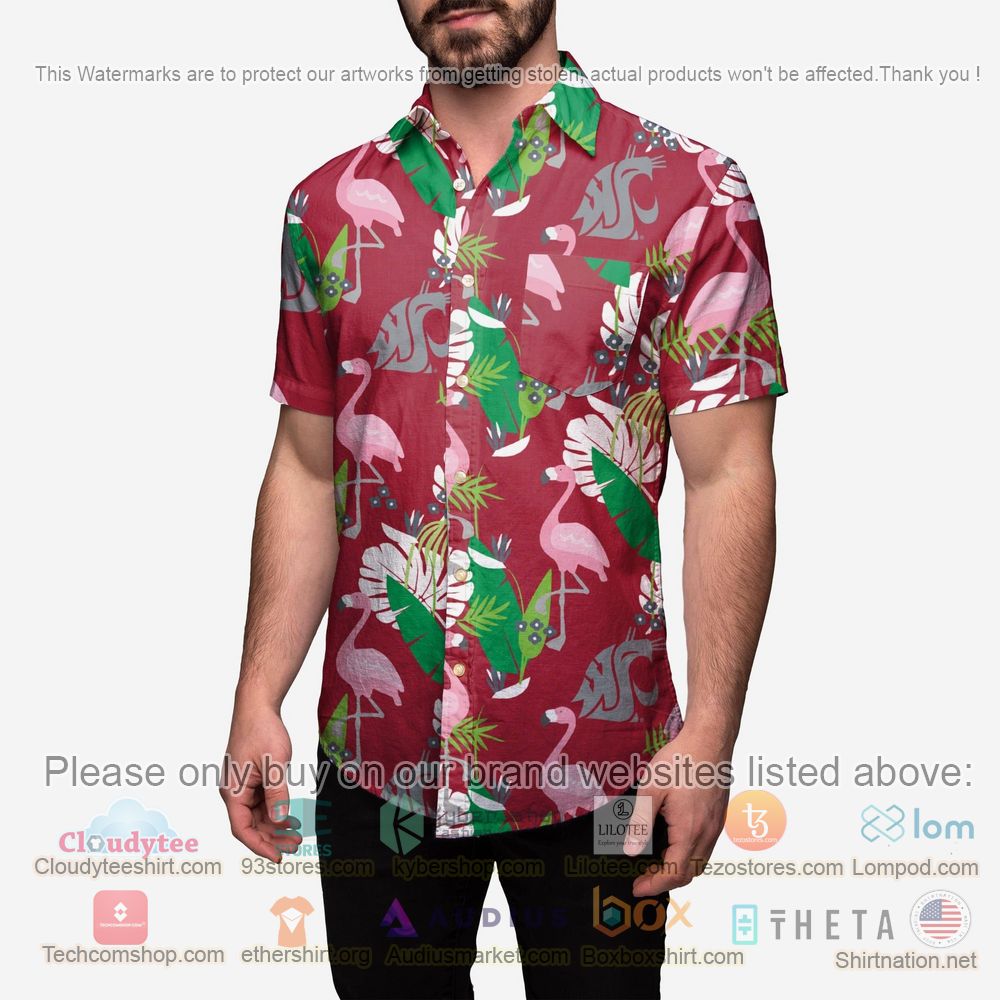 HOT Washington State Cougars Floral Button-Up Hawaii Shirt 2