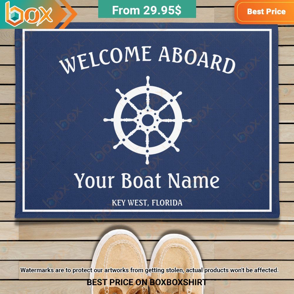 Welcome Aboard Boat Helm Custom Doormat 1