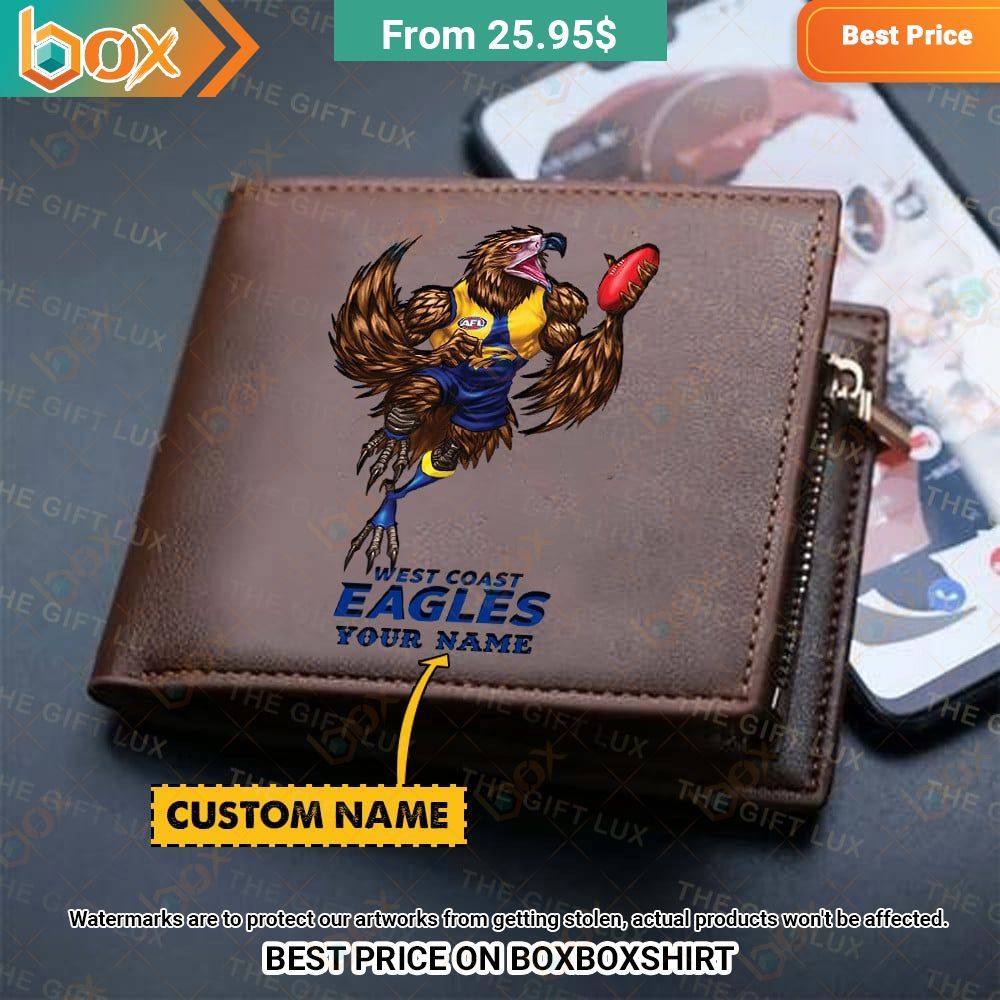 west coast eagles mascot custom leather wallet 1 122
