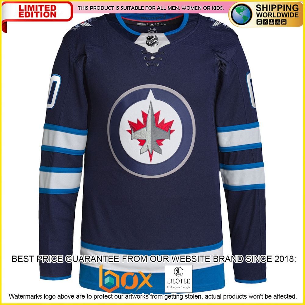NEW Winnipeg Jets Adidas Home Pro Custom Navy Premium Hockey Jersey 13