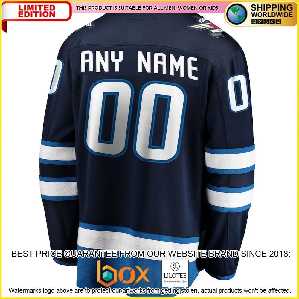 NEW Winnipeg Jets Fanatics Branded Home Custom Blue Premium Hockey Jersey 3