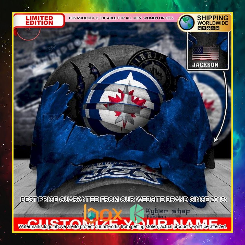 NEW Winnipeg Jets Skull NHL Custom Name Cap Hat 4